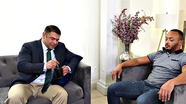 Mesmerized hunk fucks colleague on coffee break