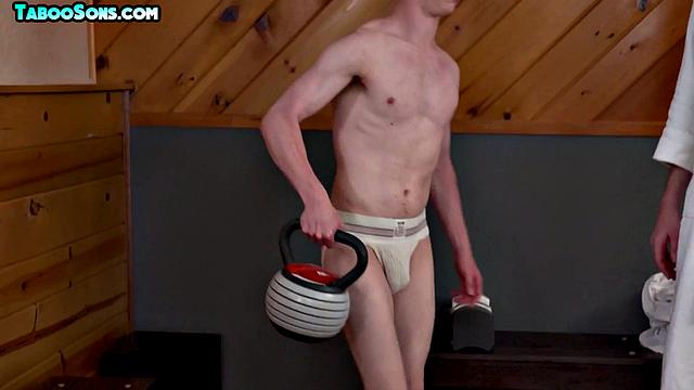 Horny DILF toying handsome twunk