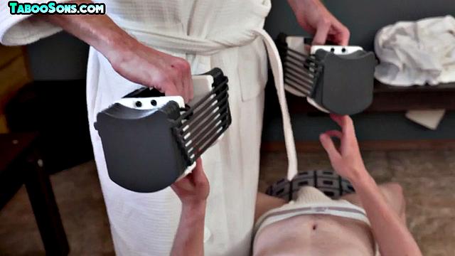 Horny DILF toying handsome twunk