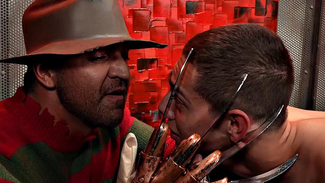 Mesmerized 21yo sub toyed by hunk in BDSM cosplay role