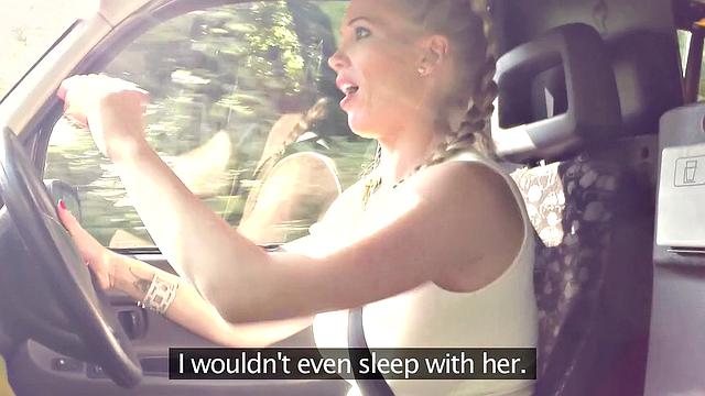 Eats pussy in taxi with a sexy fitness babe and her tattoos