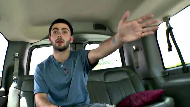 Amateur stud cums on gay dude in bus for money