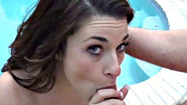 Britney Blue Blowjob at Pool