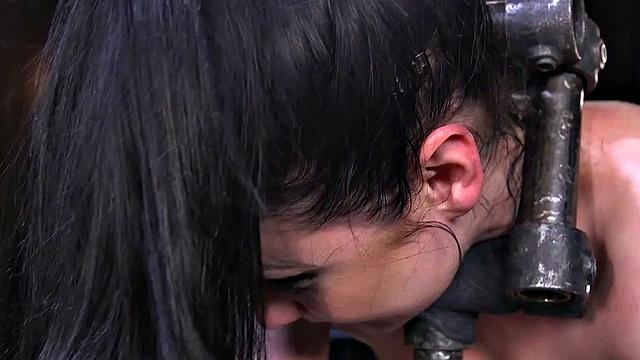 BDSM subject can't handle toying tied up on table