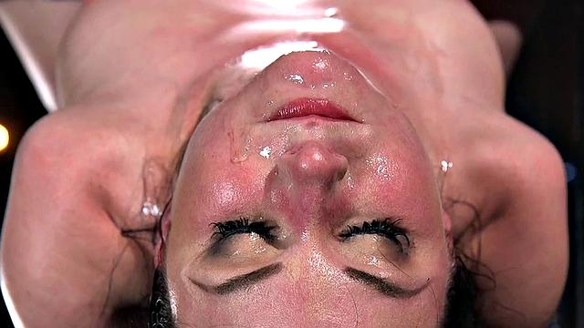 BDSM subject can't handle toying tied up on table