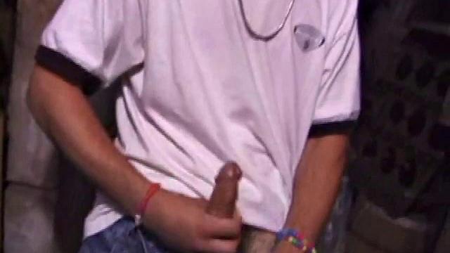 Straight skater boy Dakota is alone in a wine cellar, conveniently stocked with straight porn magazines. He unzips, pulls out his dick, and gets it stiff in no time.