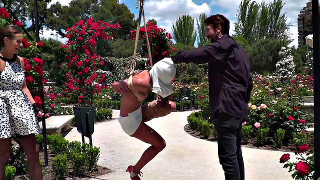 Submissive euro humiliated in front of voyeurs