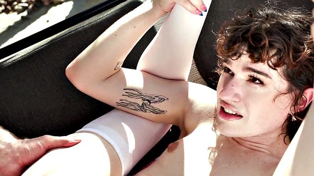 Cockhungry Trans babe sucks cock and gets rammed outdoors