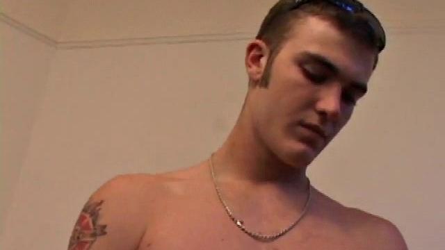 After getting naked, Christian Wilde lube up his huge cock and starts jerking off. He fingers his asshole, for some added stimulation, as he strokes, and in no time his warm cum erupts onto his chest.