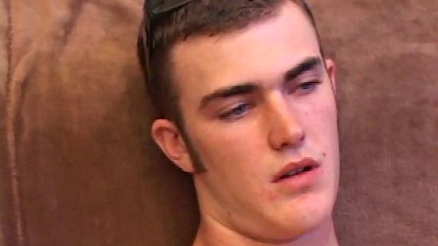 After getting naked, Christian Wilde lube up his huge cock and starts jerking off. He fingers his asshole, for some added stimulation, as he strokes, and in no time his warm cum erupts onto his chest.