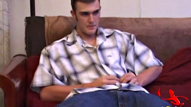 After getting naked, Christian Wilde lube up his huge cock and starts jerking off. He fingers his asshole, for some added stimulation, as he strokes, and in no time his warm cum erupts onto his chest.