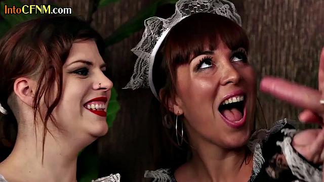 Curvy british maids jerking subject in threesome