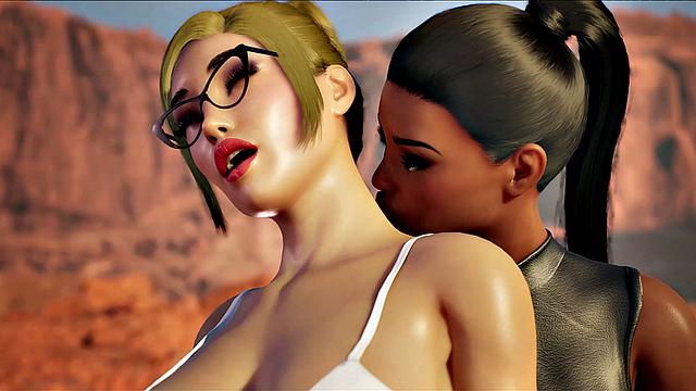 Futa3dX - Brunette And Blonde Babes Stranded In The Desert Fucking Hard