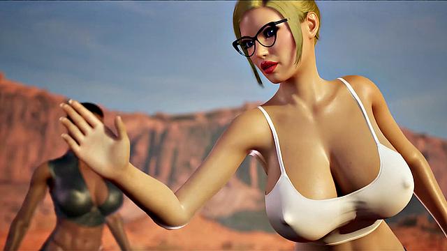 Futa3dX - Brunette And Blonde Babes Stranded In The Desert Fucking Hard