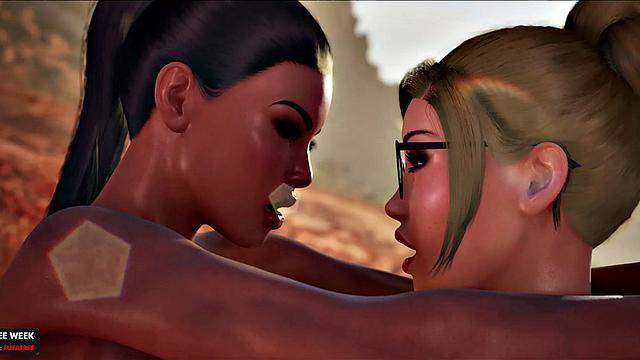 Futa3dX - Brunette And Blonde Babes Stranded In The Desert Fucking Hard