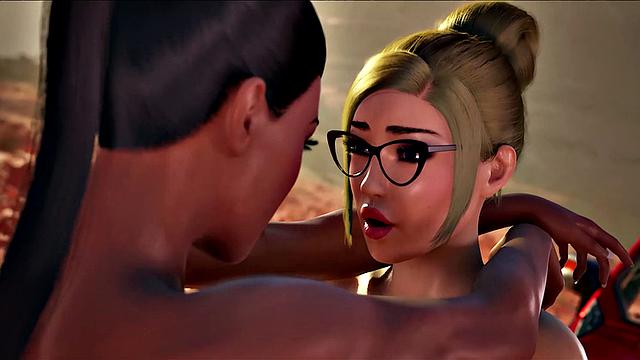 Futa3dX - Brunette And Blonde Babes Stranded In The Desert Fucking Hard