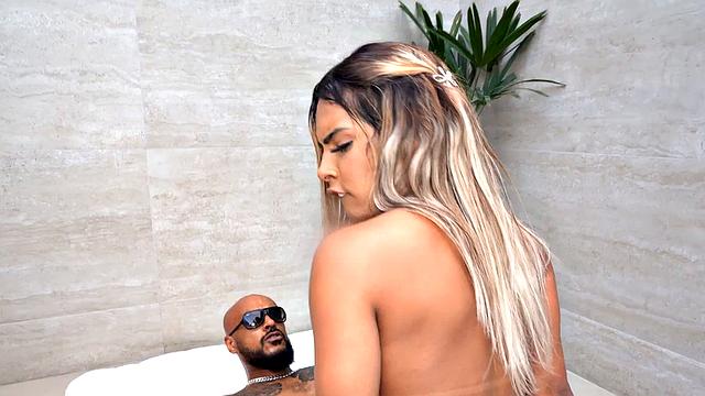 Oiled bigbooty Latina Tranny assfucked by BBC