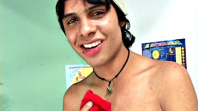 Lorenzo is a skinny and smooth Latin bad boy with a big fat cock. He slowly strips out of his clothes and is already sporting a boner before the underwear slips off.