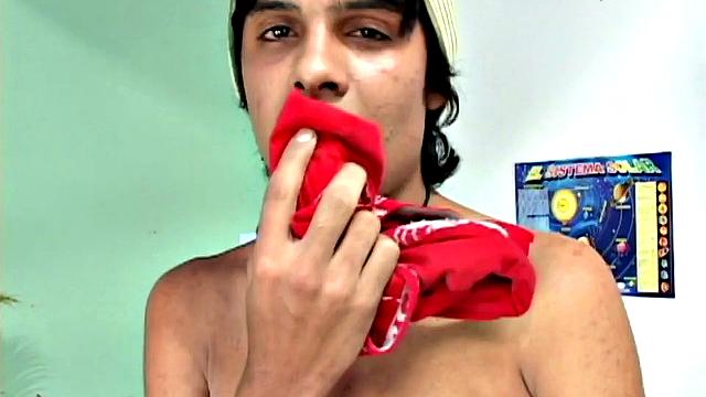 Lorenzo is a skinny and smooth Latin bad boy with a big fat cock. He slowly strips out of his clothes and is already sporting a boner before the underwear slips off.