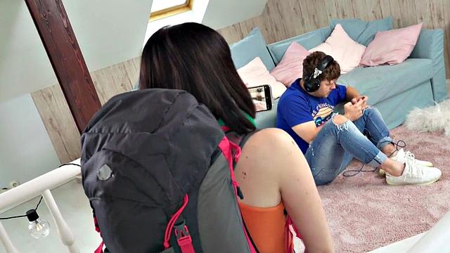 Hostel babe banged anally by roommate