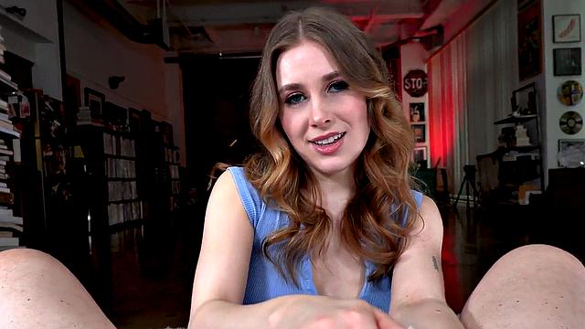 HJ babe stroking and kissing oiled cock while dirty talking