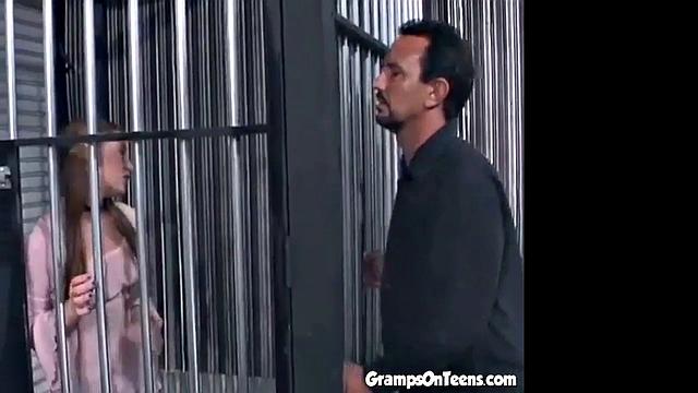 Hardcore Prison Teen with tight Pussy Fucks Big Dick Older Man