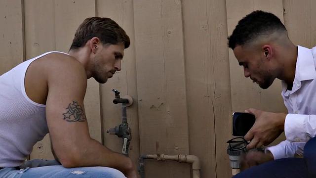 A inked stud shoot his load inside his new pet as he gets bred hard