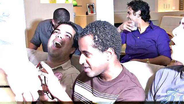 Real gays enjoy public cocksucking at strip party