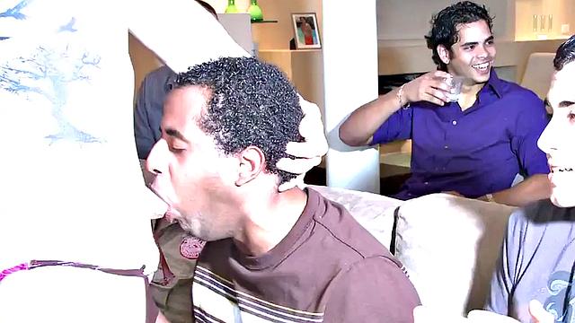 Real gays enjoy public cocksucking at strip party