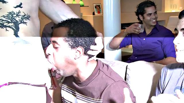 Real gays enjoy public cocksucking at strip party