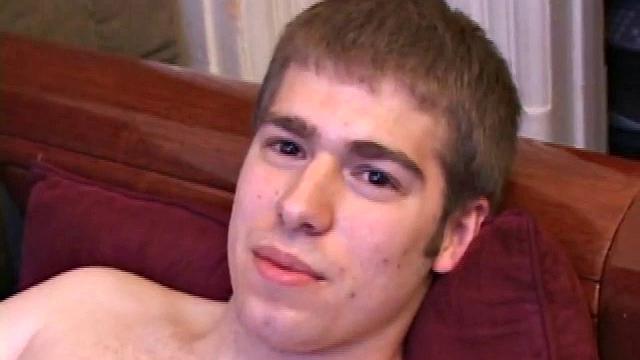 Adam Turner strips naked and grabs lube, as he checks out the porno video that's playing. He works up a boner and strokes with determination until his cum starts pumping.