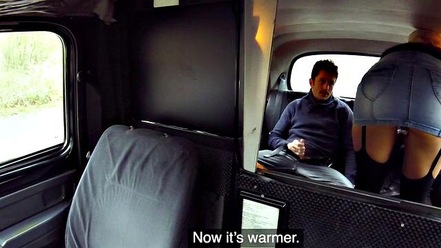Euro cabby blows and rides in reverse cowgirl until she's covered in cum