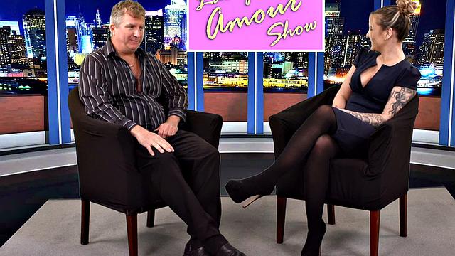 CFNM British babe sucks cock in live TV show