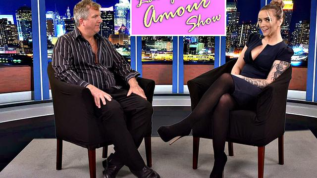 CFNM British babe sucks cock in live TV show