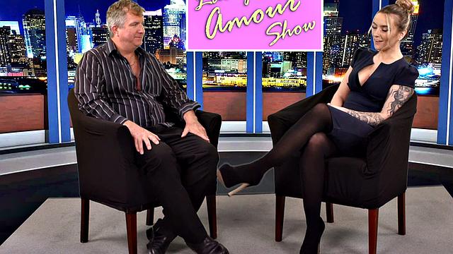 CFNM British babe sucks cock in live TV show