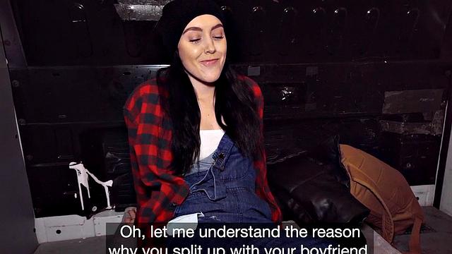 Picked up babe fucked by fake in public van outdoor