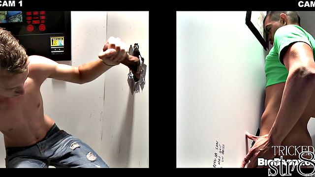 Fooled guy got blowjob in gloryhole