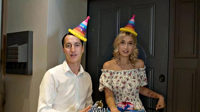 HUNT4K. For cash lucky guy gets to fuck blonde in front of her BF