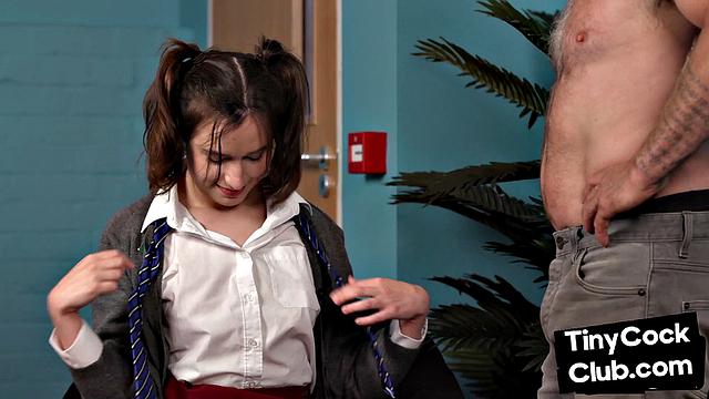 21yo cutie gives handjob to small dick