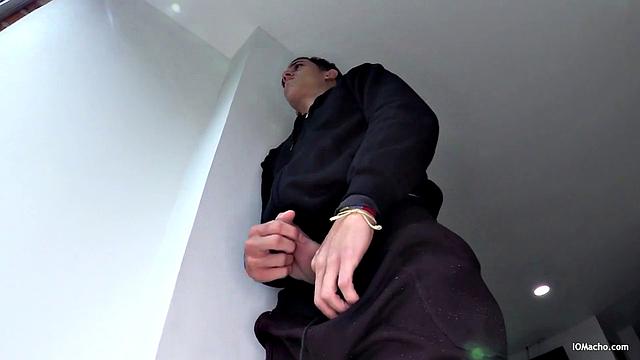 Ruben Dario whips his cock out and starts playing before stripping naked. Once the skinny Latino gets hard, he starts jerking off. A long stroke show follows as he edges himself.