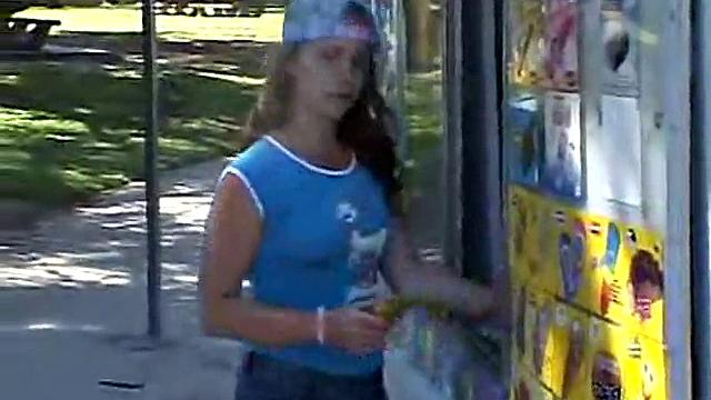 Cute April Outdoors Sucking A Popsicle