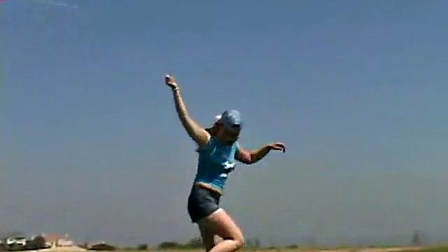 Cute April Outdoors Sucking A Popsicle