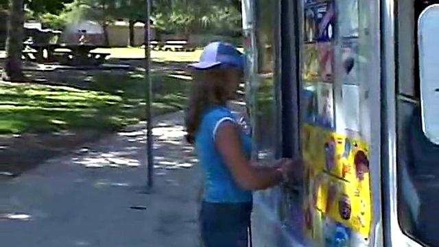 Cute April Outdoors Sucking A Popsicle