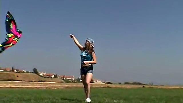 Cute April Outdoors Sucking A Popsicle