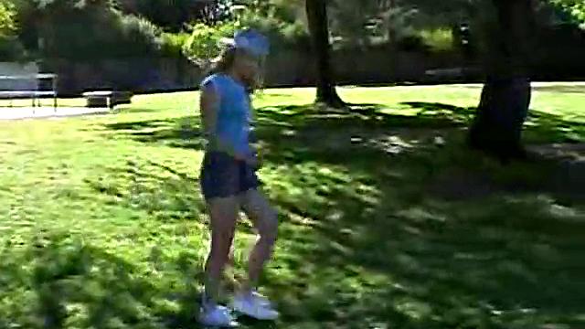 Cute April Outdoors Sucking A Popsicle