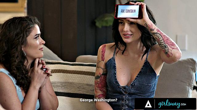 GIRLSWAY - Victoria Voxxx & Charlotte Sins Share Ana Foxxx & Mona Azar During Game Night