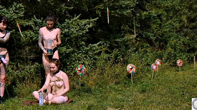 Piss drinking beauty flogged in sunny day domination ballet