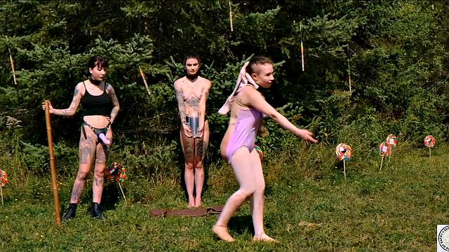 Piss drinking beauty flogged in sunny day domination ballet