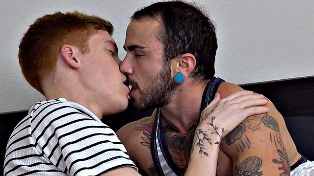 Real ginger twink fucks FTM with operated pussy at home