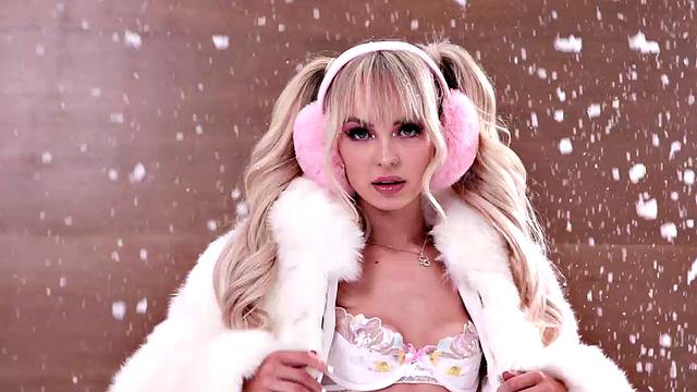 Blonde Snowbunny Cherry of the Month Lilly Bell Fucks Herself With A Dildo and Plays with Tits